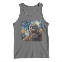 Funny Halloween Tank Top Bigfoot Selfie With Ghost Starry Night Art - Wonder Print Shop