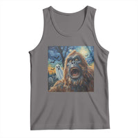 Funny Halloween Tank Top Bigfoot Selfie With Ghost Starry Night Art - Wonder Print Shop