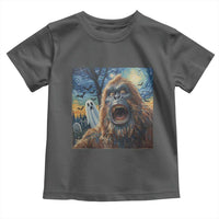 Funny Halloween Toddler T Shirt Bigfoot Selfie With Ghost Starry Night Art - Wonder Print Shop