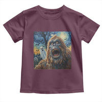 Funny Halloween Toddler T Shirt Bigfoot Selfie With Ghost Starry Night Art - Wonder Print Shop