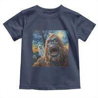 Funny Halloween Toddler T Shirt Bigfoot Selfie With Ghost Starry Night Art - Wonder Print Shop