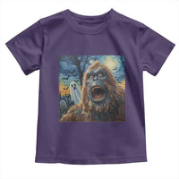 Funny Halloween Toddler T Shirt Bigfoot Selfie With Ghost Starry Night Art - Wonder Print Shop