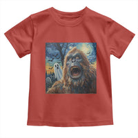 Funny Halloween Toddler T Shirt Bigfoot Selfie With Ghost Starry Night Art - Wonder Print Shop