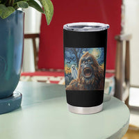 Funny Halloween Tumbler Cup Bigfoot Selfie With Ghost Starry Night Art