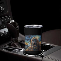 Funny Halloween Tumbler Cup Bigfoot Selfie With Ghost Starry Night Art