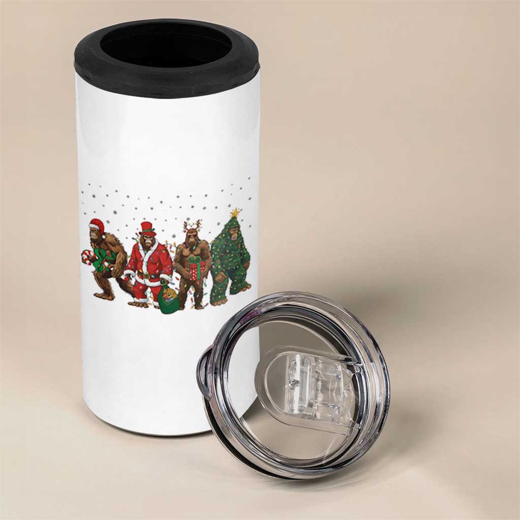 Bigfoot Christmas Cosplay 4 in 1 Can Cooler Tumbler Funny Holiday Gift