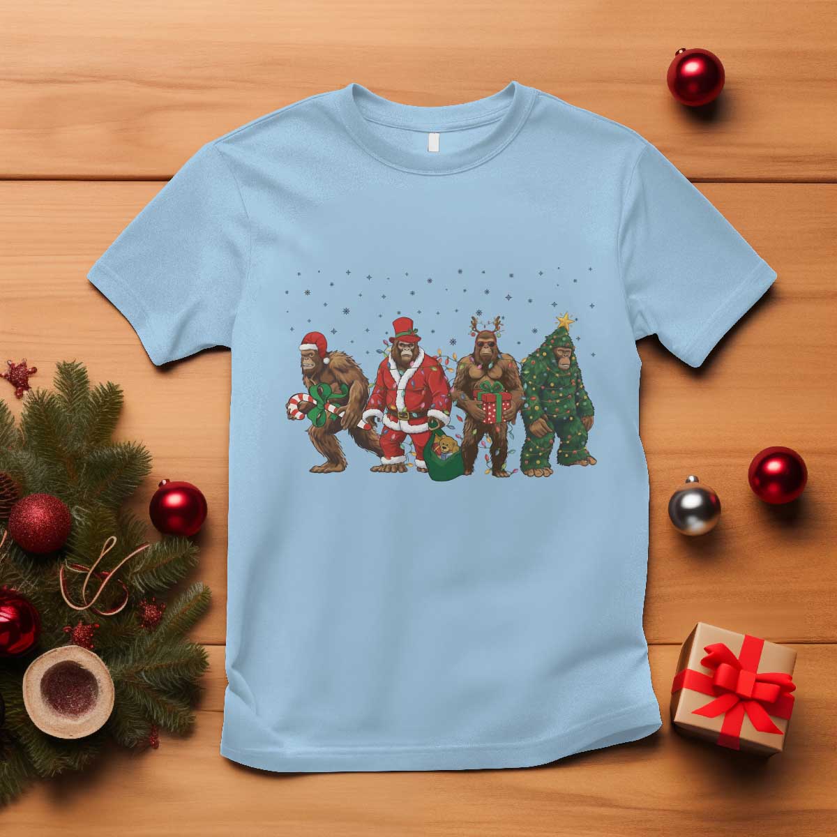 Bigfoot Christmas Cosplay T Shirt Funny Holiday Gift - Wonder Print Shop