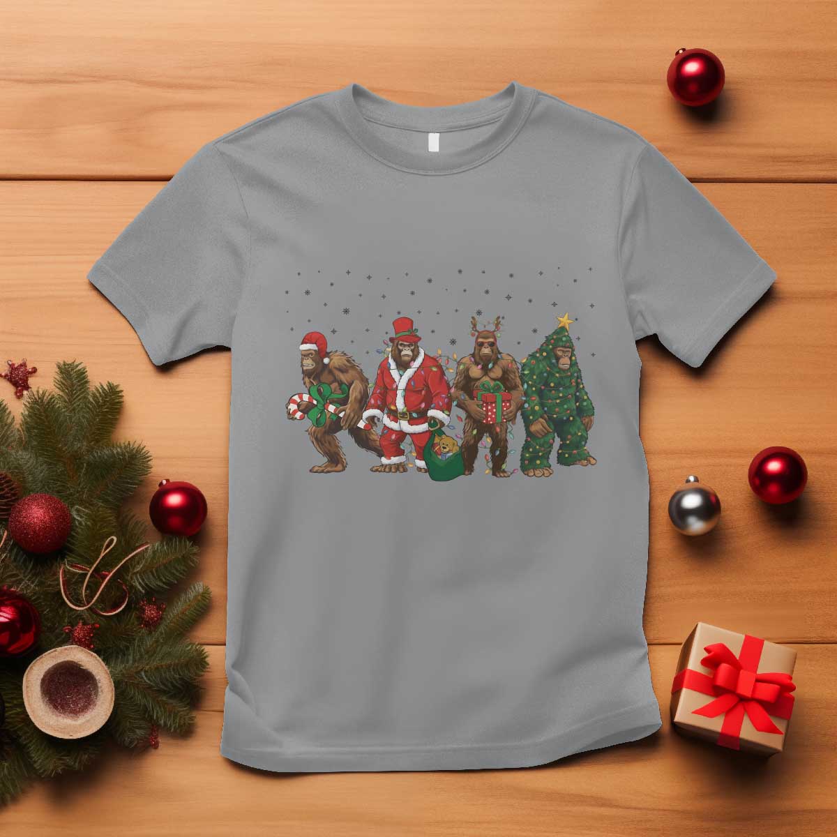 Bigfoot Christmas Cosplay T Shirt Funny Holiday Gift - Wonder Print Shop