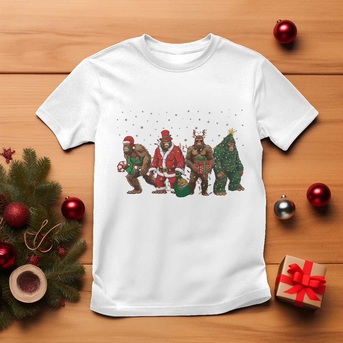 Bigfoot Christmas Cosplay T Shirt Funny Holiday Gift - Wonder Print Shop