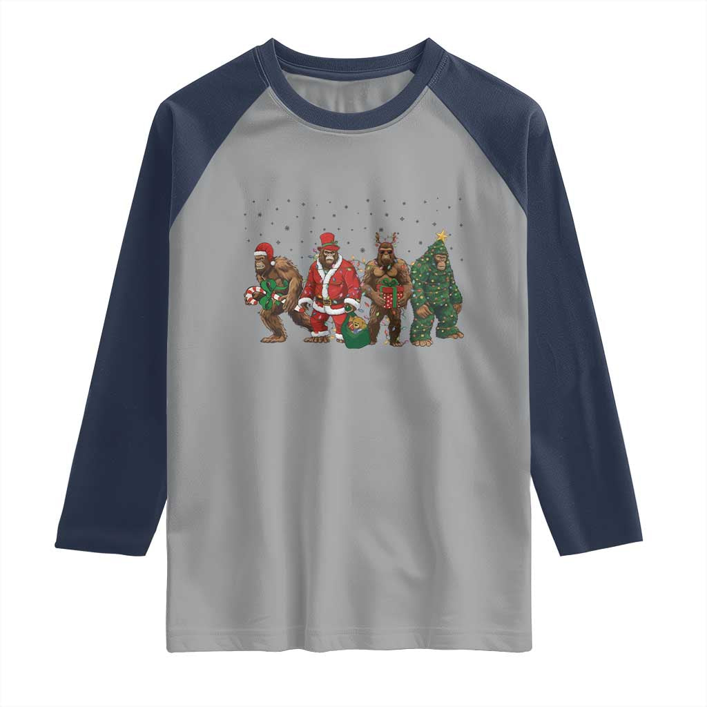 Bigfoot Christmas Cosplay Raglan Shirt Funny Holiday Gift - Wonder Print Shop