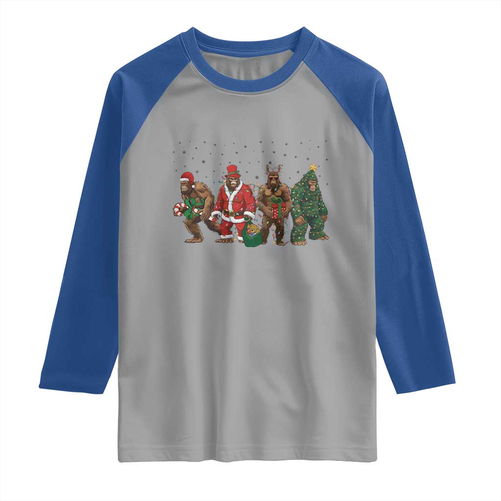 Bigfoot Christmas Cosplay Raglan Shirt Funny Holiday Gift - Wonder Print Shop