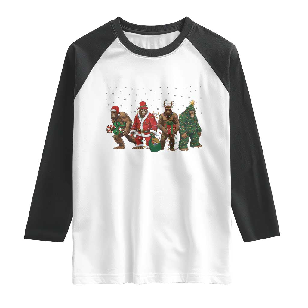 Bigfoot Christmas Cosplay Raglan Shirt Funny Holiday Gift - Wonder Print Shop