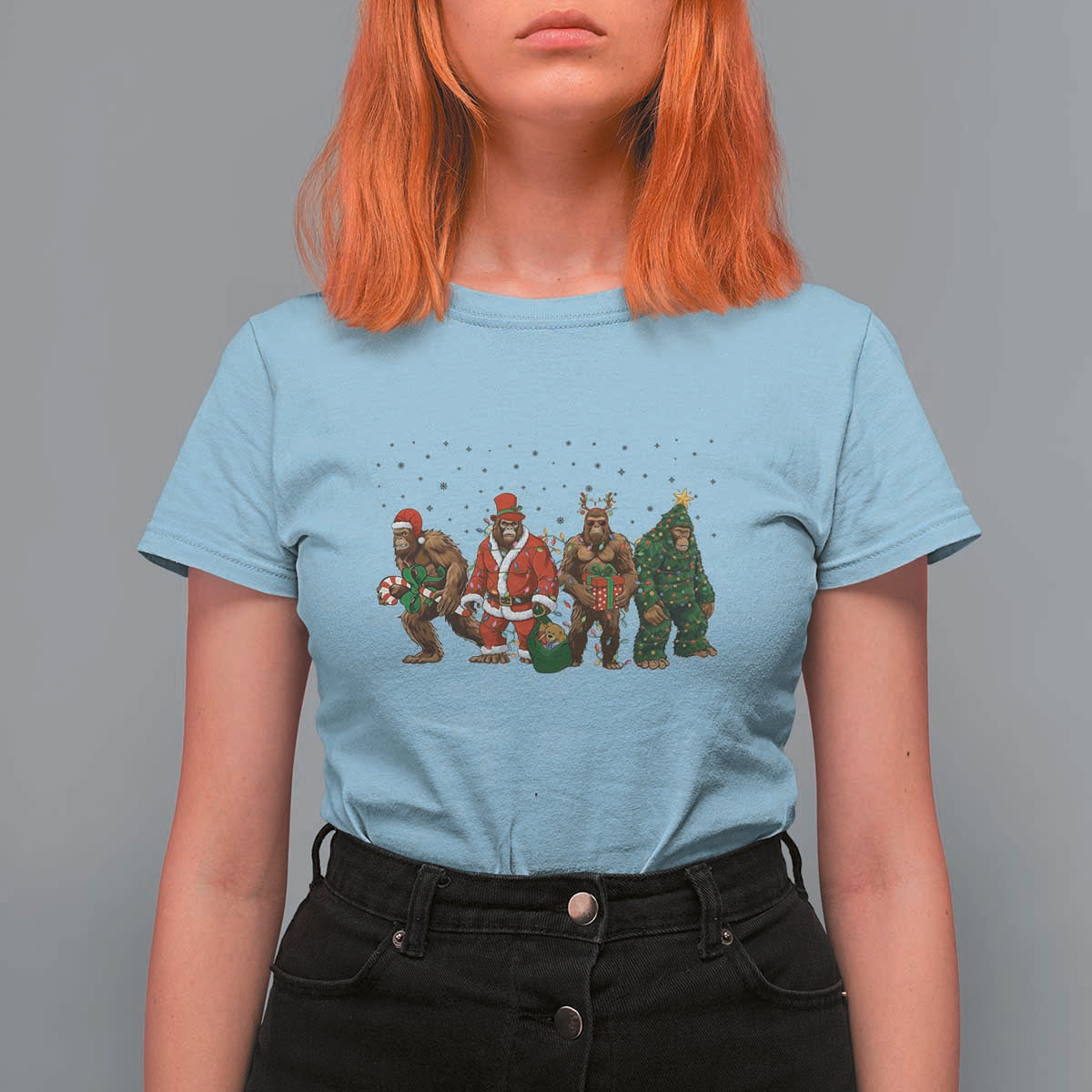 Bigfoot Christmas Cosplay T Shirt For Women Funny Holiday Gift - Wonder Print Shop