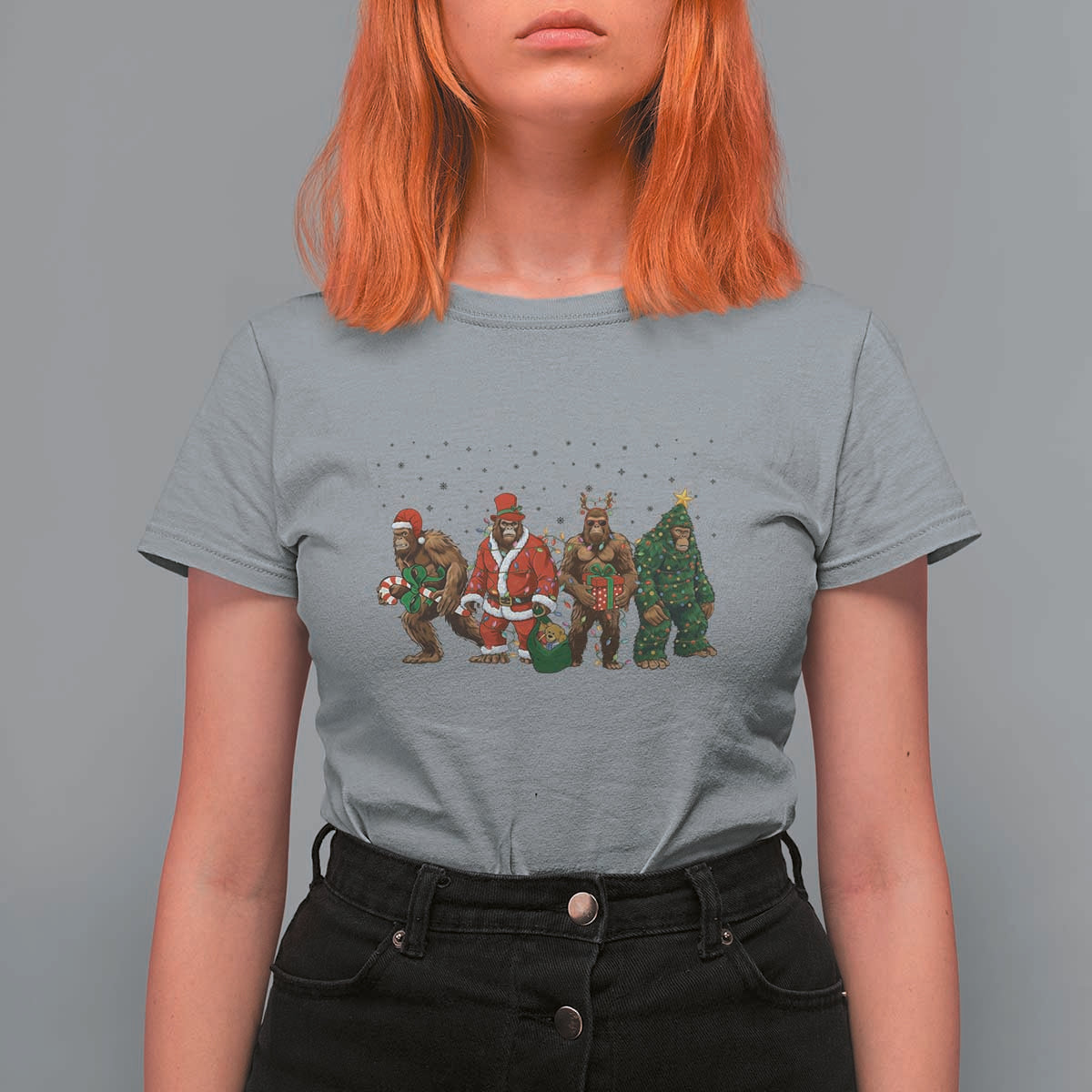 Bigfoot Christmas Cosplay T Shirt For Women Funny Holiday Gift - Wonder Print Shop