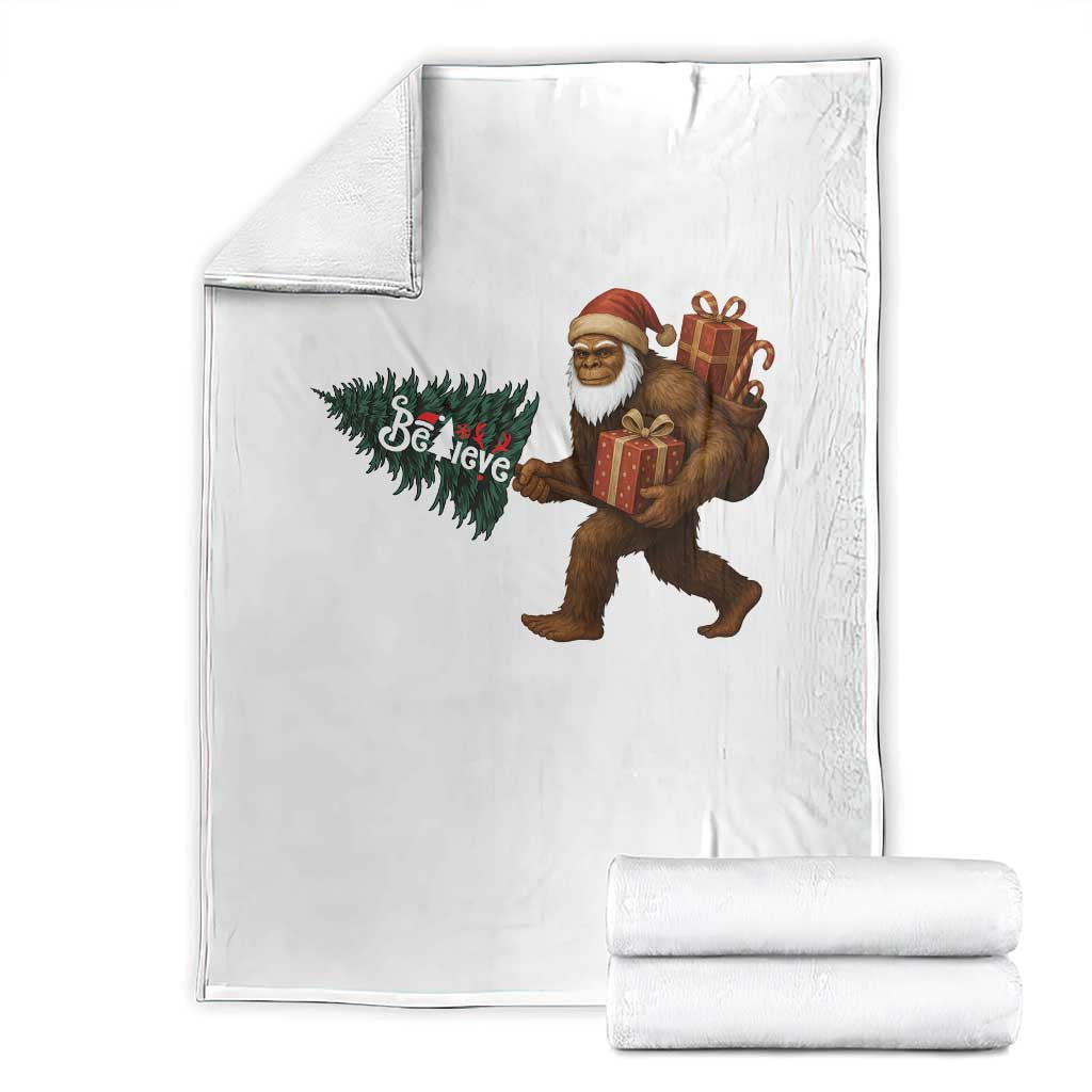 Believe Bigfoot Christmas Throw Blanket Sasquatch Holiday Gift - Wonder Print Shop