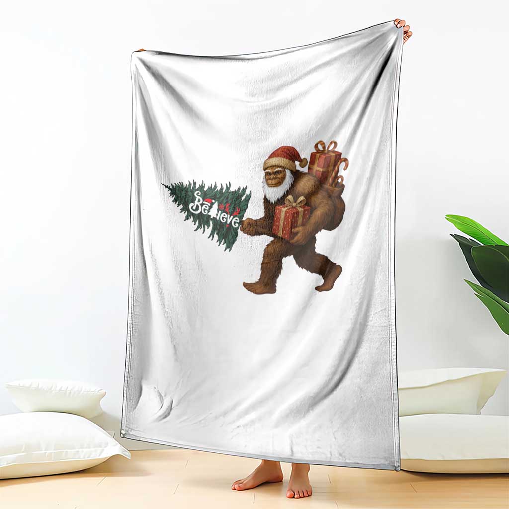 Believe Bigfoot Christmas Throw Blanket Sasquatch Holiday Gift - Wonder Print Shop