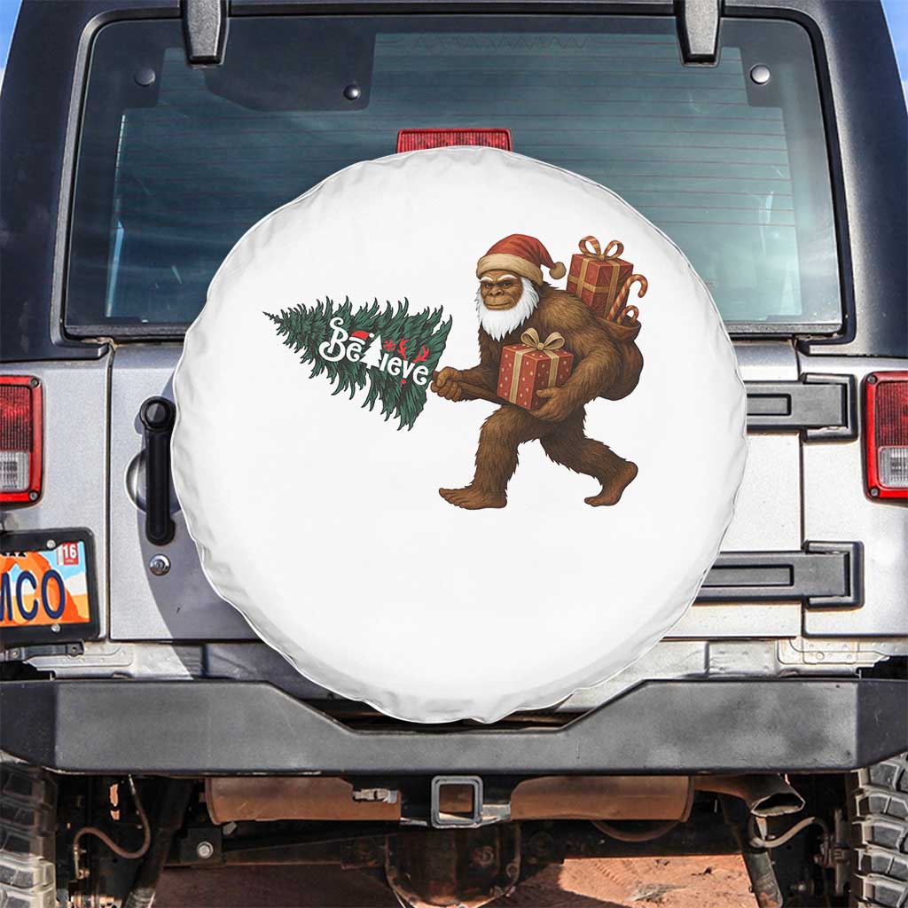 Believe Bigfoot Christmas Spare Tire Cover Sasquatch Holiday Gift - Wonder Print Shop