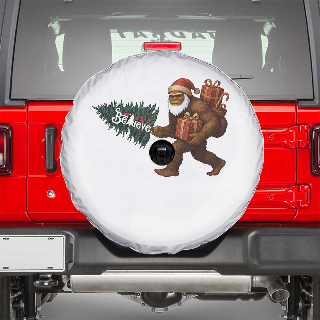 Believe Bigfoot Christmas Spare Tire Cover Sasquatch Holiday Gift - Wonder Print Shop