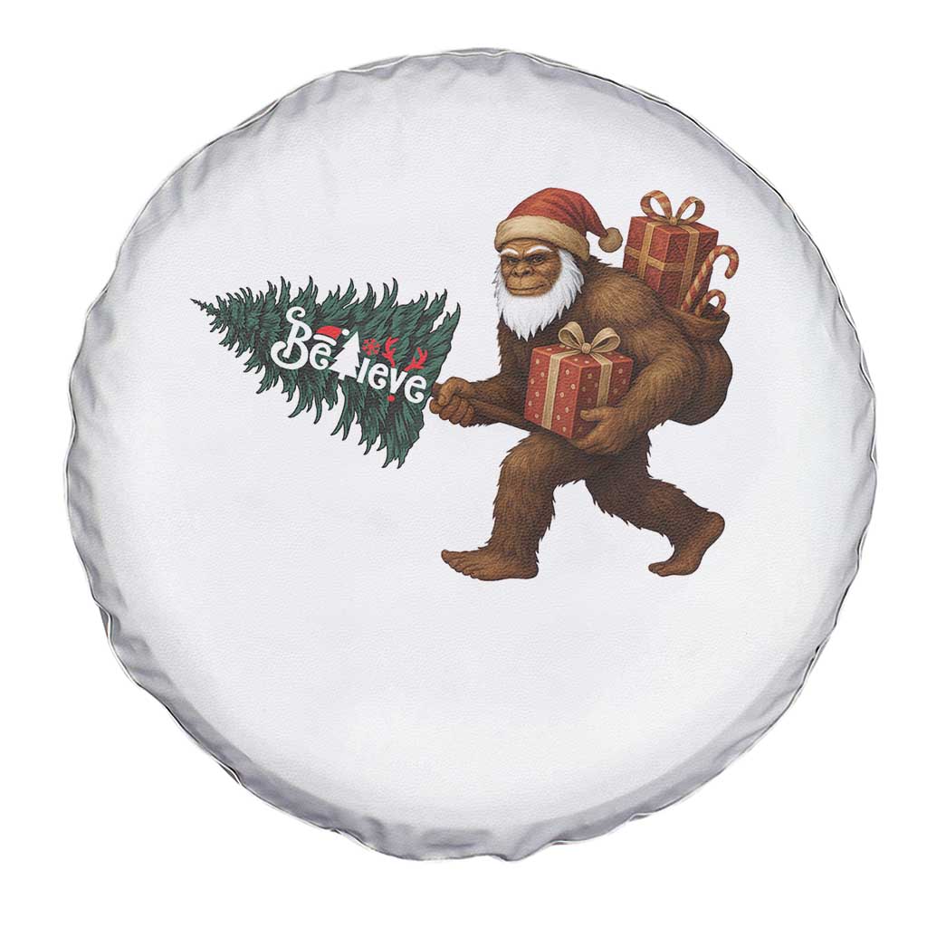 Believe Bigfoot Christmas Spare Tire Cover Sasquatch Holiday Gift - Wonder Print Shop