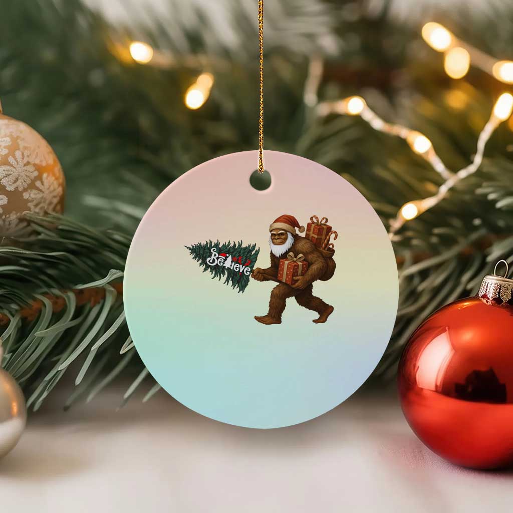 Believe Bigfoot Xmas Ceramic Ornament Sasquatch Holiday Gift - Wonder Print Shop