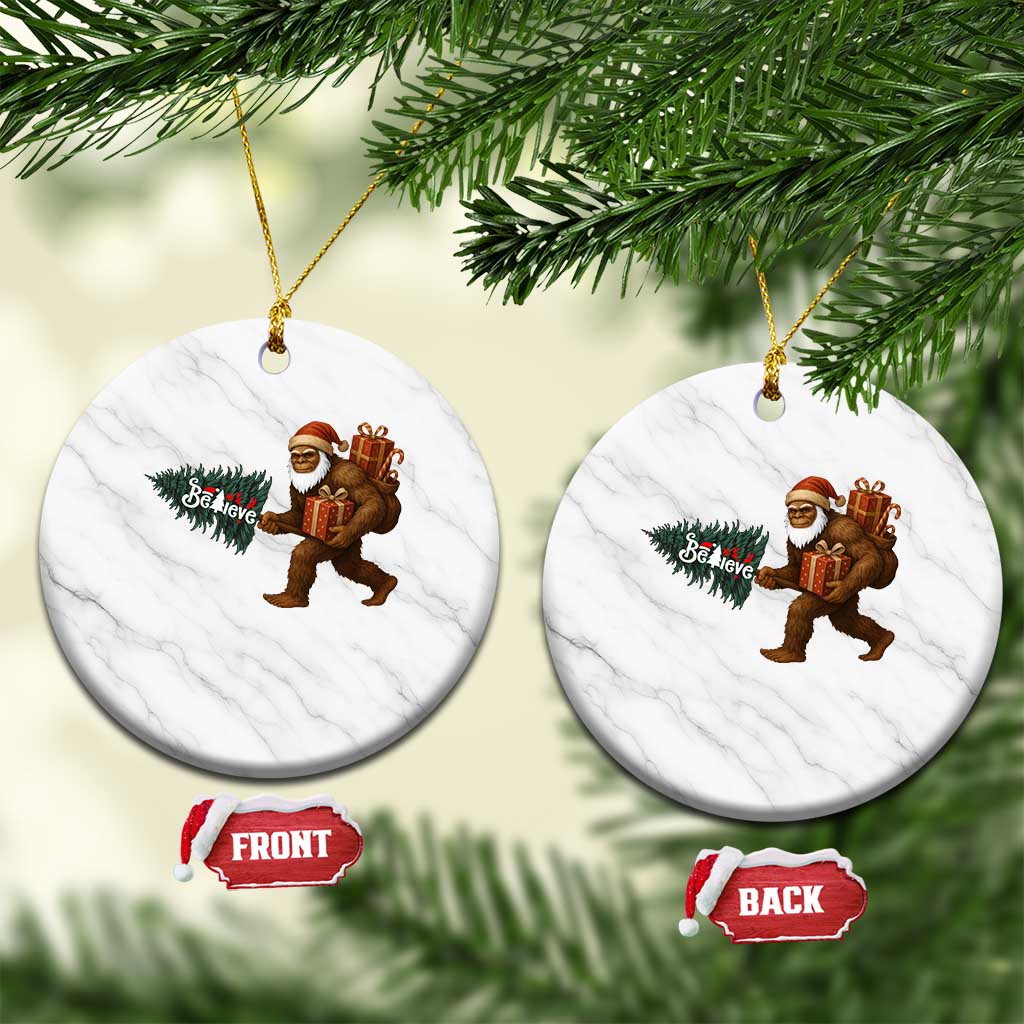 Believe Bigfoot Xmas Ceramic Ornament Sasquatch Holiday Gift - Wonder Print Shop