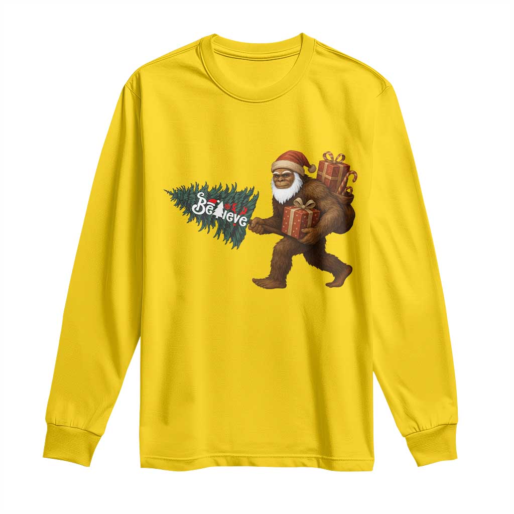 Believe Bigfoot Christmas Long Sleeve Shirt Sasquatch Holiday Gift - Wonder Print Shop