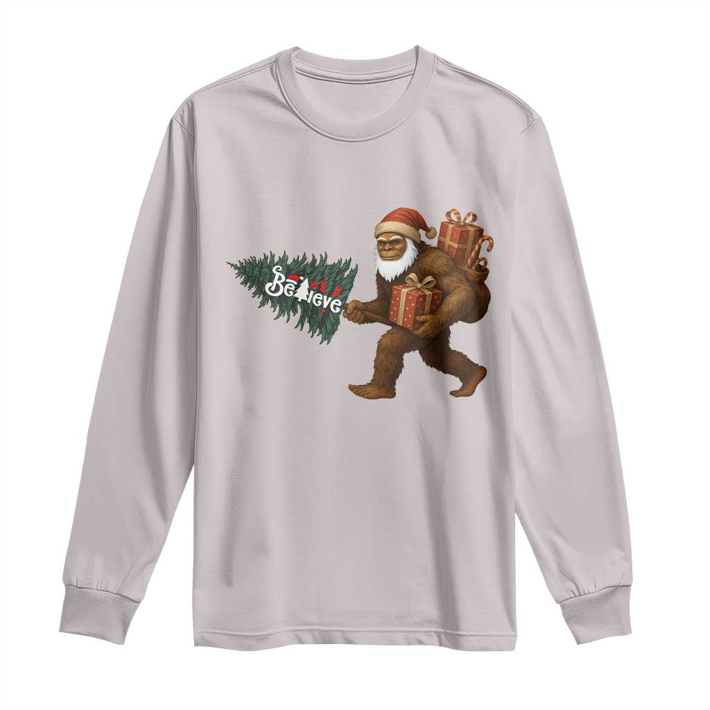 Believe Bigfoot Christmas Long Sleeve Shirt Sasquatch Holiday Gift - Wonder Print Shop