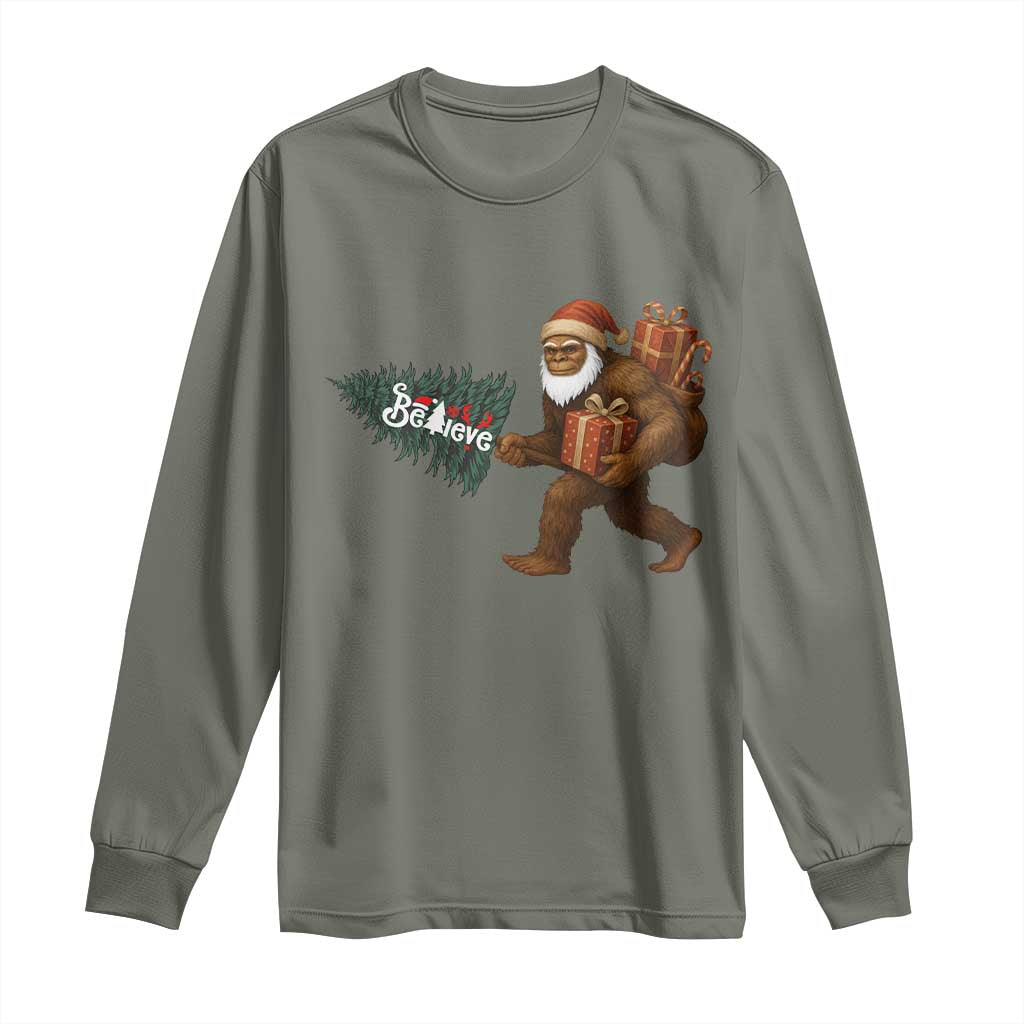 Believe Bigfoot Christmas Long Sleeve Shirt Sasquatch Holiday Gift - Wonder Print Shop