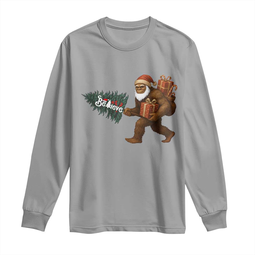 Believe Bigfoot Christmas Long Sleeve Shirt Sasquatch Holiday Gift - Wonder Print Shop