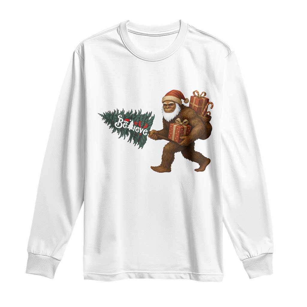 Believe Bigfoot Christmas Long Sleeve Shirt Sasquatch Holiday Gift - Wonder Print Shop