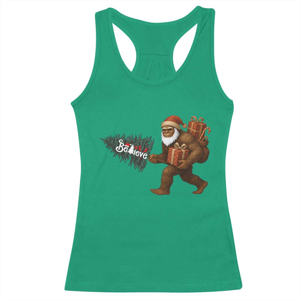 Believe Bigfoot Christmas Racerback Tank Top Sasquatch Holiday Gift - Wonder Print Shop