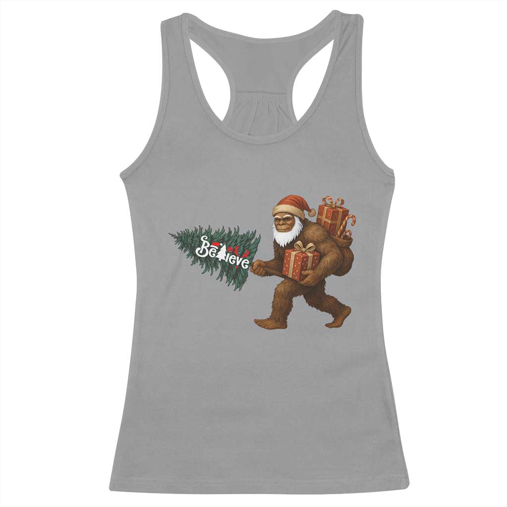 Believe Bigfoot Christmas Racerback Tank Top Sasquatch Holiday Gift - Wonder Print Shop