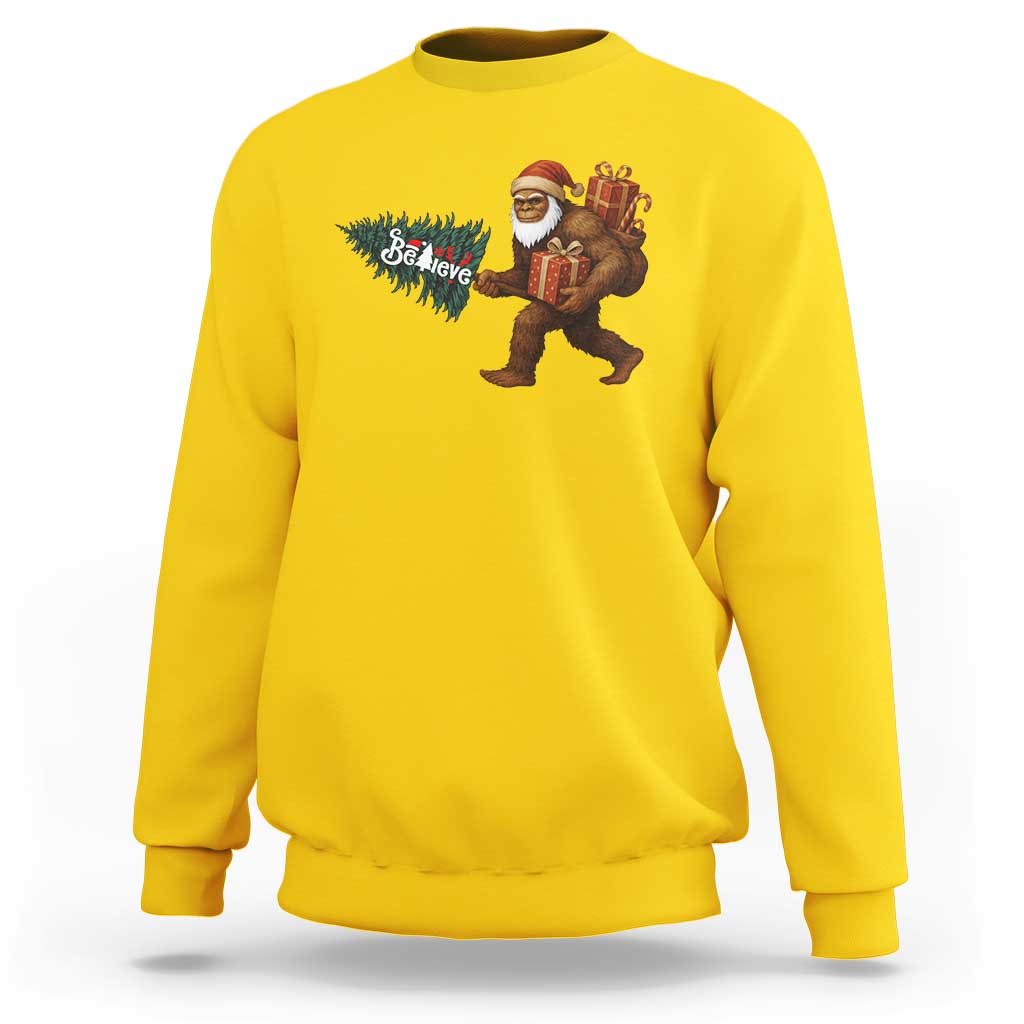 Believe Bigfoot Christmas Sweatshirt Sasquatch Holiday Gift - Wonder Print Shop