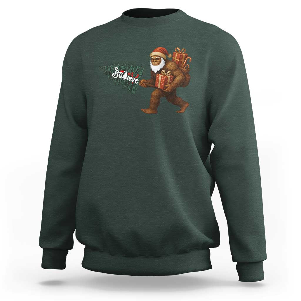 Believe Bigfoot Christmas Sweatshirt Sasquatch Holiday Gift - Wonder Print Shop