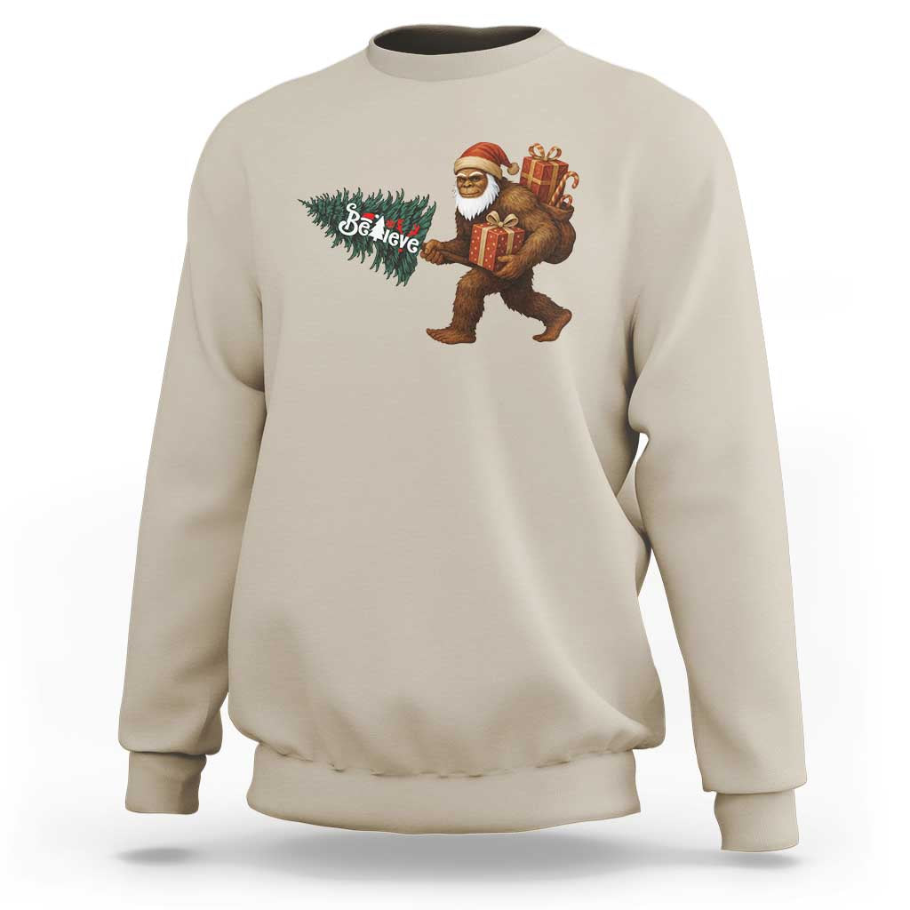 Believe Bigfoot Christmas Sweatshirt Sasquatch Holiday Gift - Wonder Print Shop