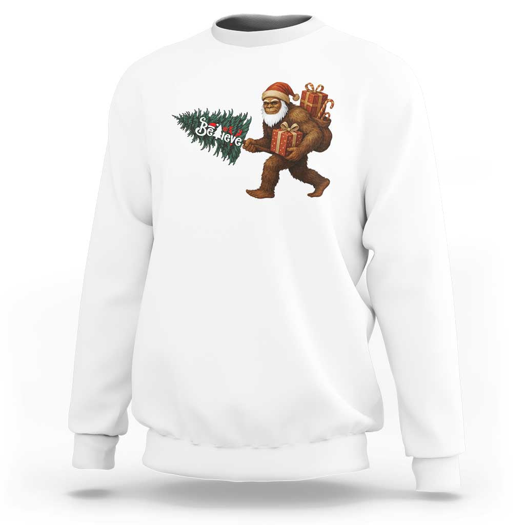 Believe Bigfoot Christmas Sweatshirt Sasquatch Holiday Gift - Wonder Print Shop