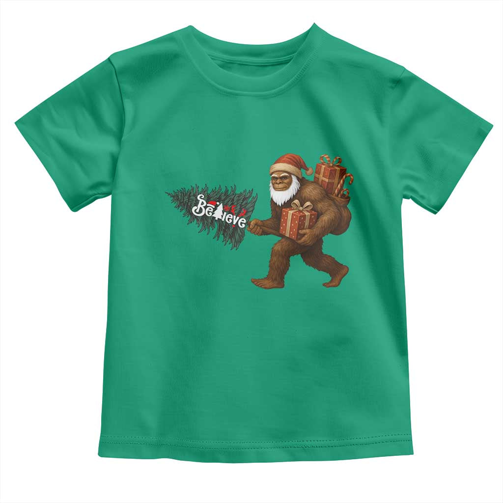 Believe Bigfoot Christmas Toddler T Shirt Sasquatch Holiday Gift - Wonder Print Shop