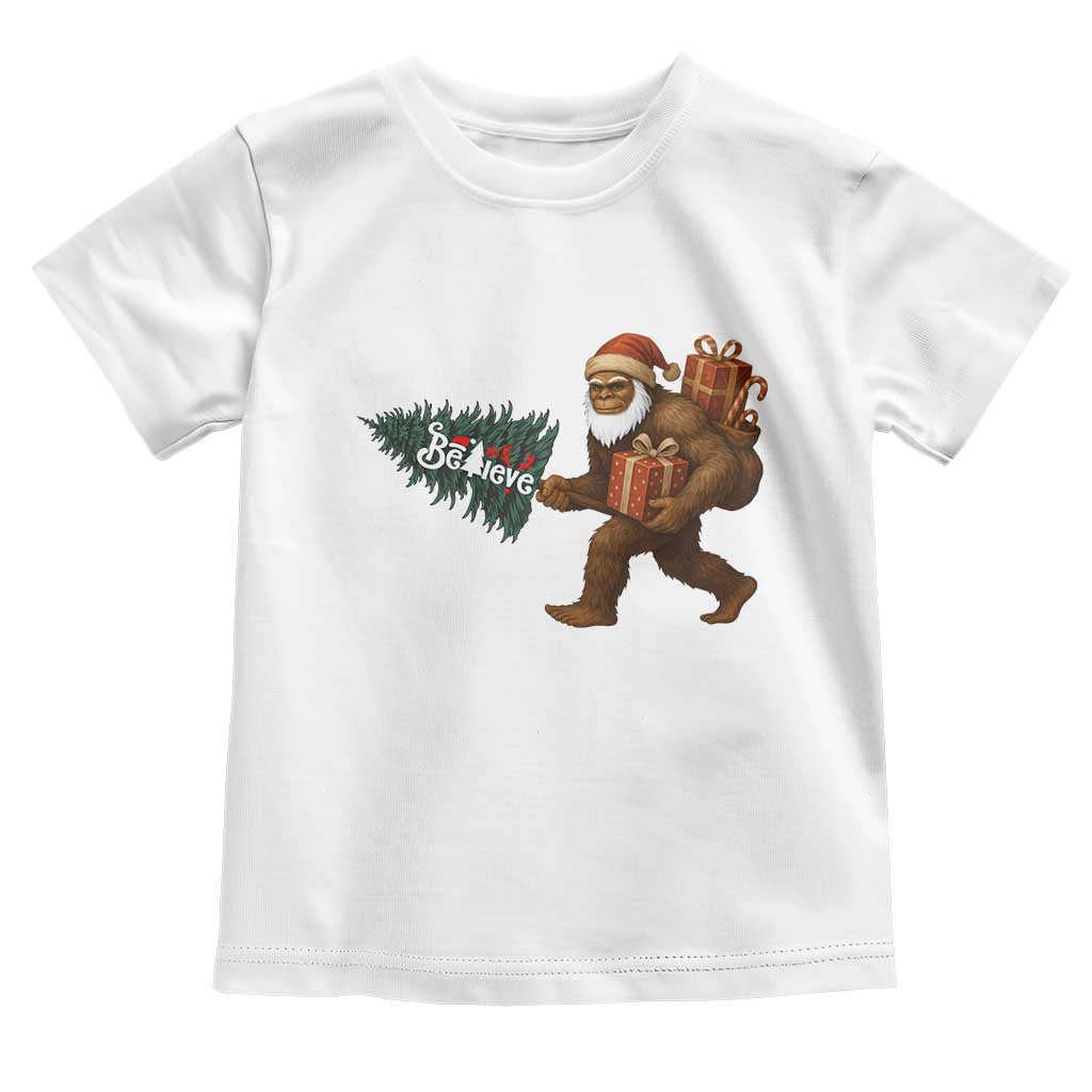 Believe Bigfoot Christmas Toddler T Shirt Sasquatch Holiday Gift - Wonder Print Shop