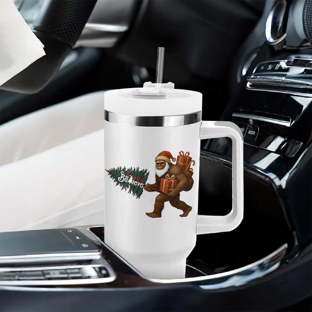 Believe Bigfoot Christmas Tumbler With Handle Sasquatch Holiday Gift