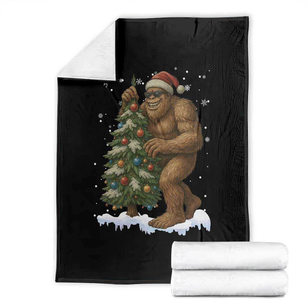 Funny Christmas Throw Blanket Bigfoot Decorating Xmas Tree Gift - Wonder Print Shop