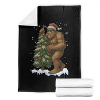 Funny Christmas Throw Blanket Bigfoot Decorating Xmas Tree Gift - Wonder Print Shop