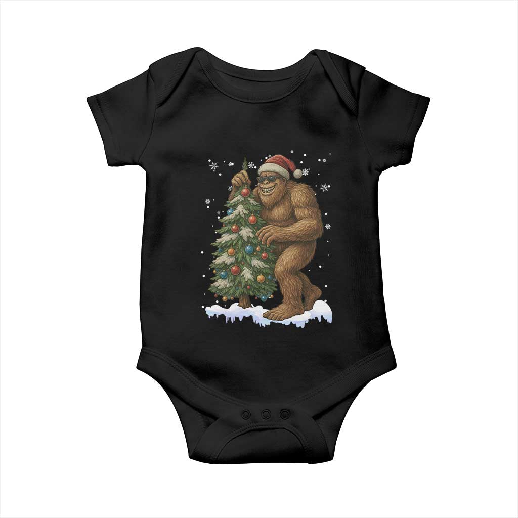 Funny Christmas Baby Onesie Bigfoot Decorating Xmas Tree Gift - Wonder Print Shop
