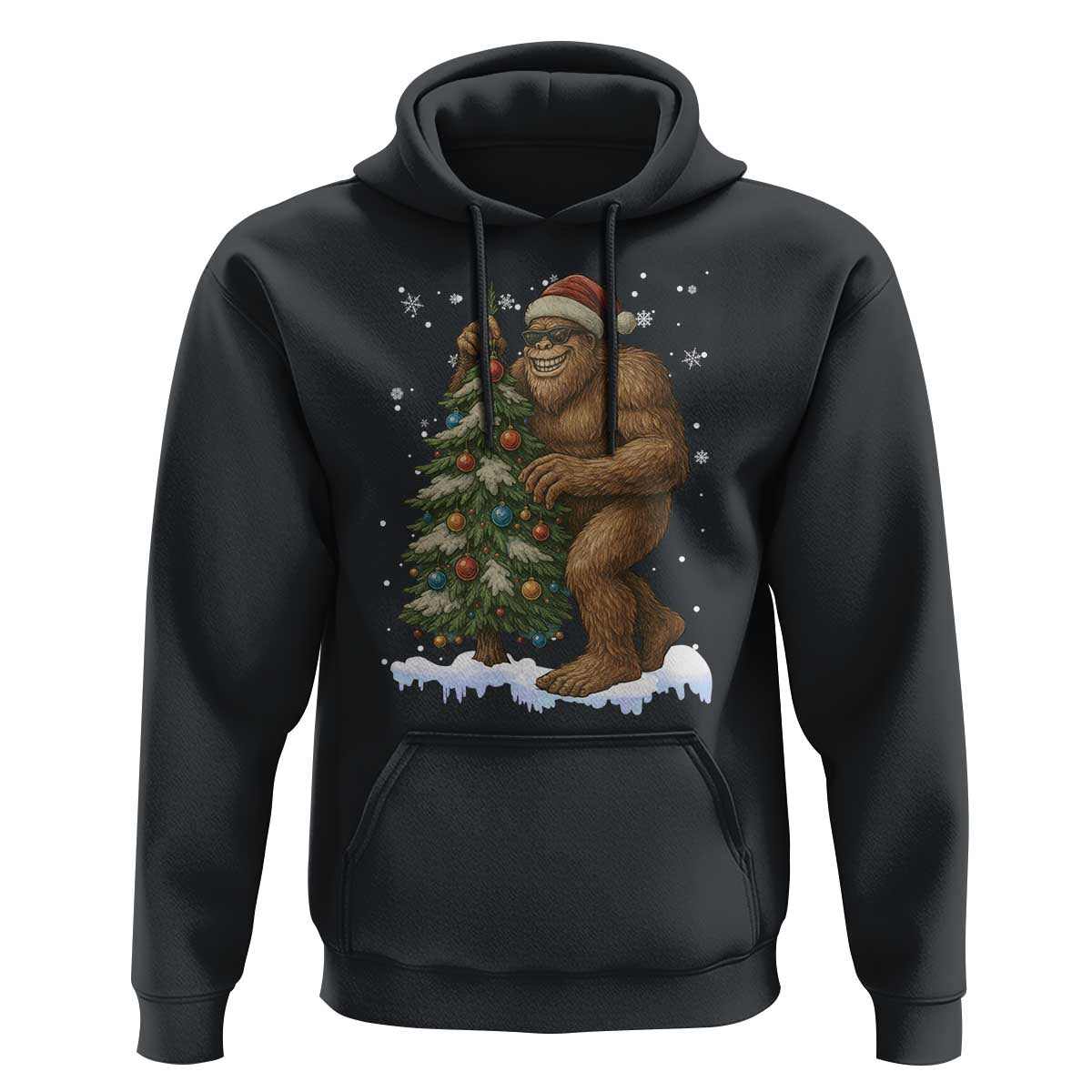 Funny Christmas Hoodie Bigfoot Decorating Xmas Tree Gift - Wonder Print Shop