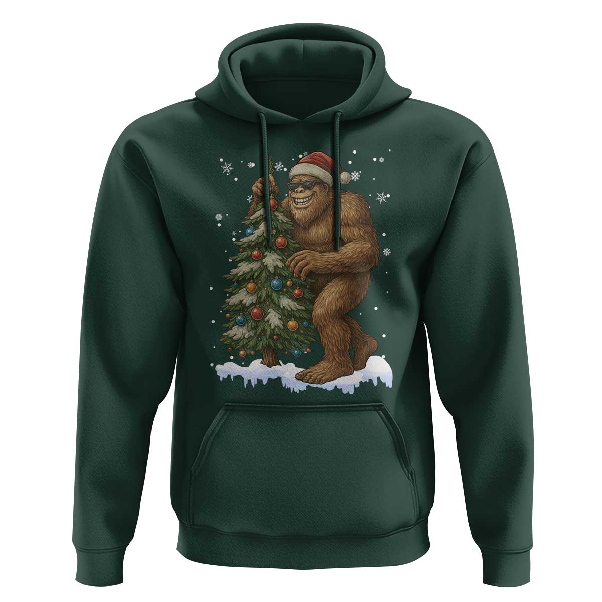 Funny Christmas Hoodie Bigfoot Decorating Xmas Tree Gift - Wonder Print Shop