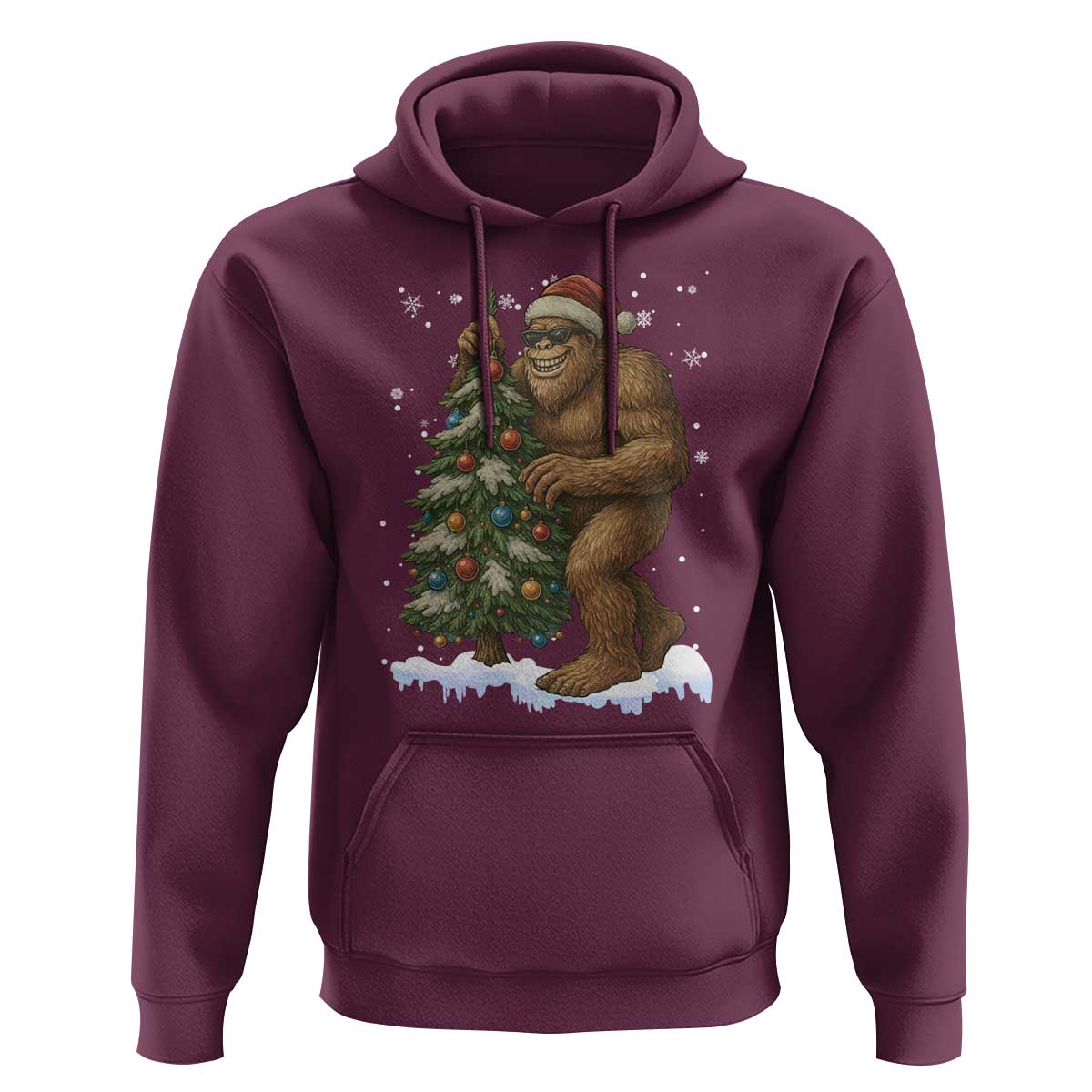 Funny Christmas Hoodie Bigfoot Decorating Xmas Tree Gift - Wonder Print Shop