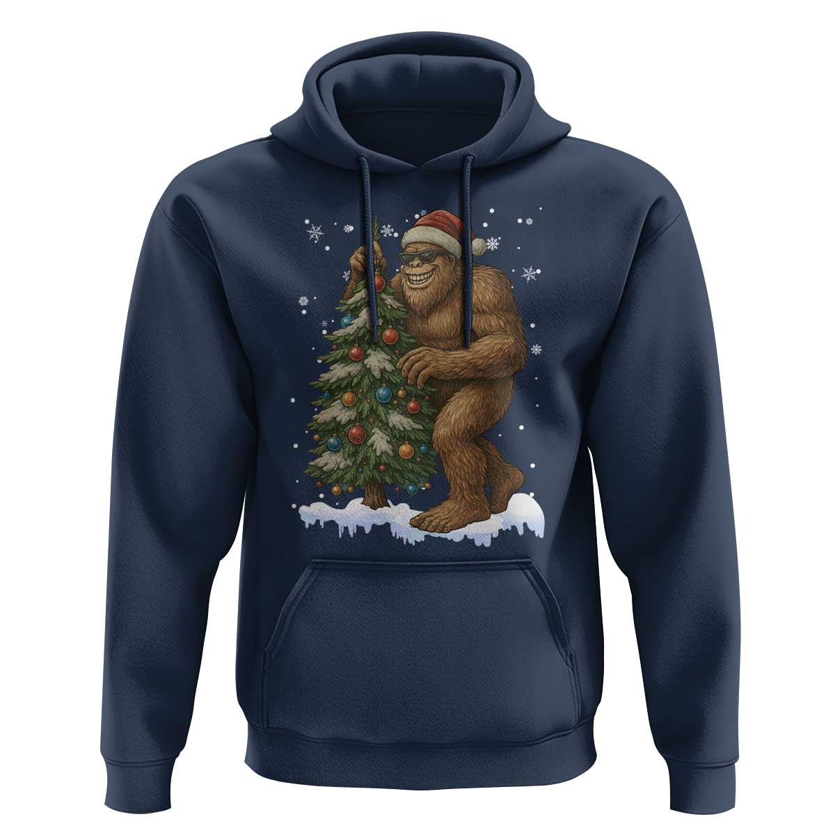 Funny Christmas Hoodie Bigfoot Decorating Xmas Tree Gift - Wonder Print Shop