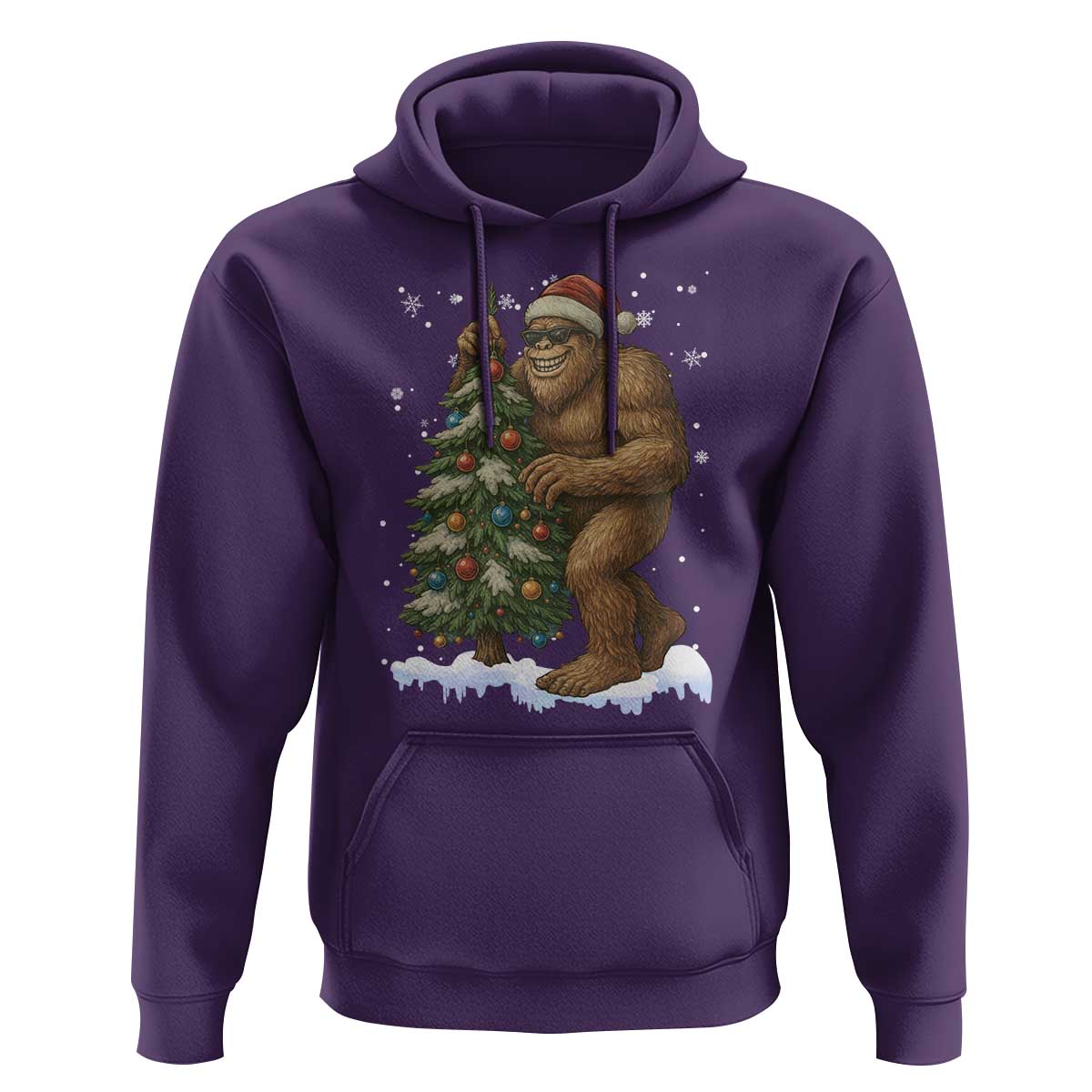 Funny Christmas Hoodie Bigfoot Decorating Xmas Tree Gift - Wonder Print Shop