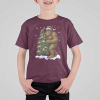 Funny Christmas T Shirt For Kid Bigfoot Decorating Xmas Tree Gift - Wonder Print Shop