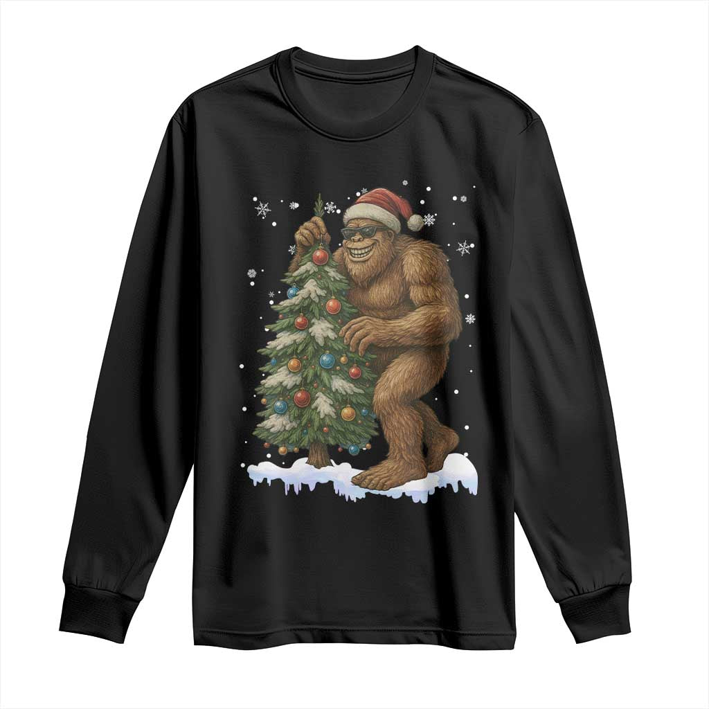 Funny Christmas Long Sleeve Shirt Bigfoot Decorating Xmas Tree Gift - Wonder Print Shop
