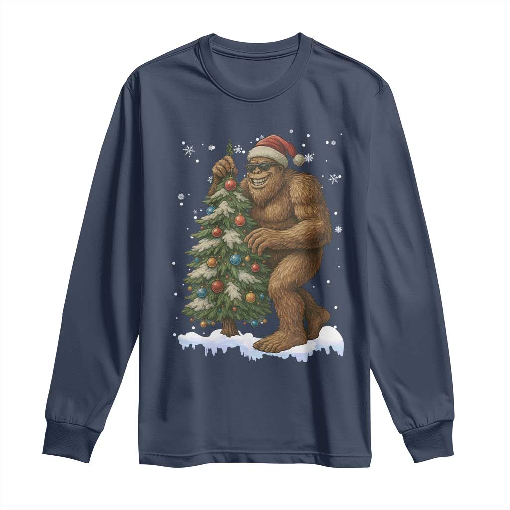 Funny Christmas Long Sleeve Shirt Bigfoot Decorating Xmas Tree Gift - Wonder Print Shop